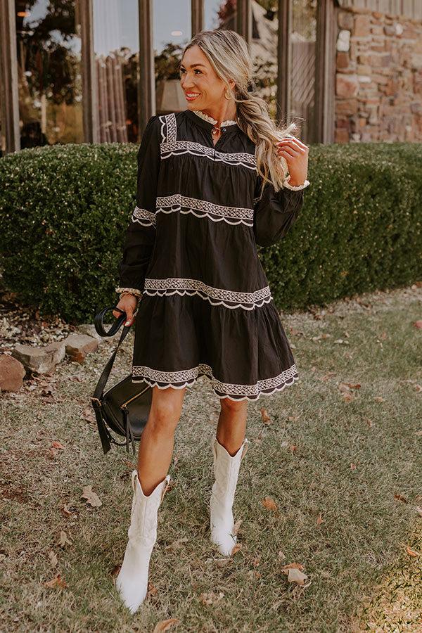 Impressions Thankful Moment Embroidered Mini Dress in Black