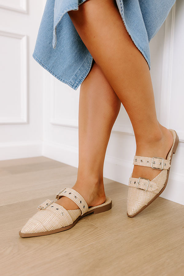 Impressions The Adaline Raffia Woven Flats in Natural