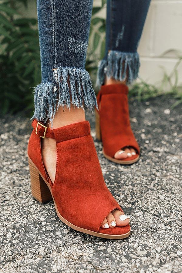 Impressions The Addison Peep Toe Bootie In Rustic Wine