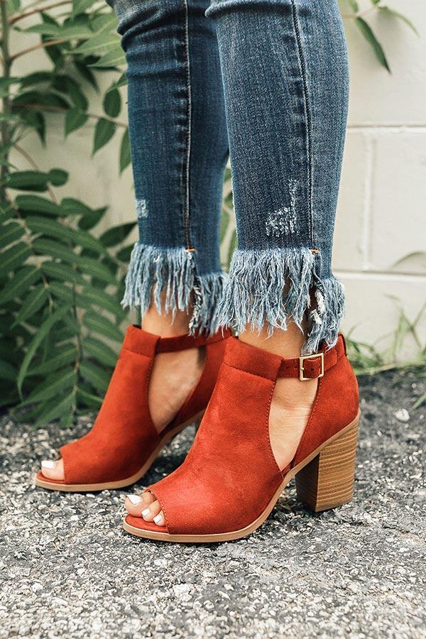 Impressions The Addison Peep Toe Bootie In Rustic Wine