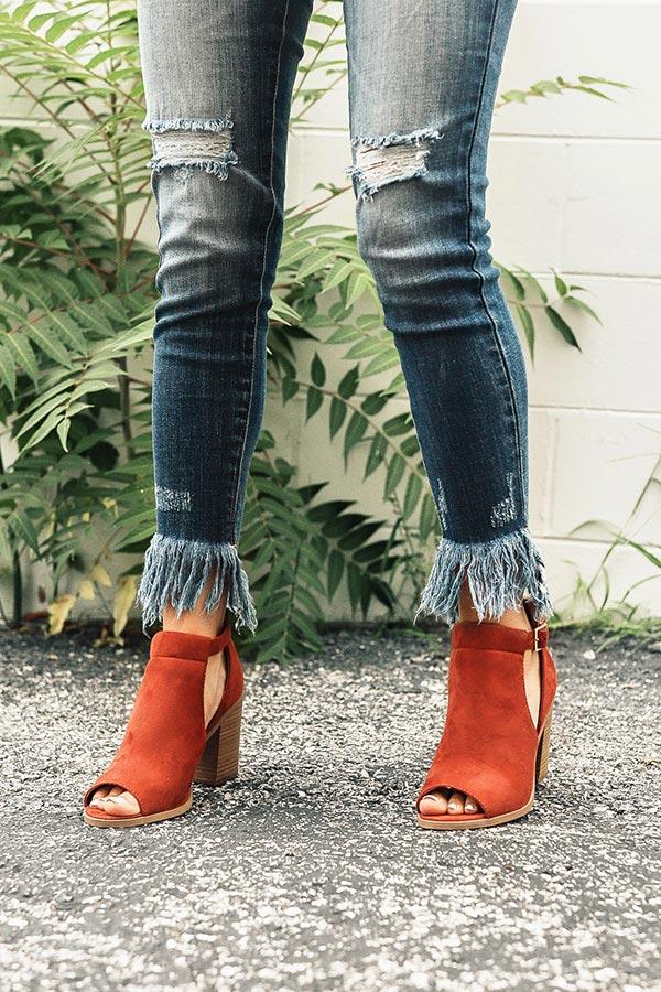 Impressions The Addison Peep Toe Bootie in Rustic Wine