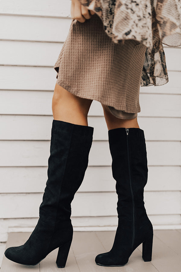 Impressions The Adelynn Faux Suede Knee High Boot In Black