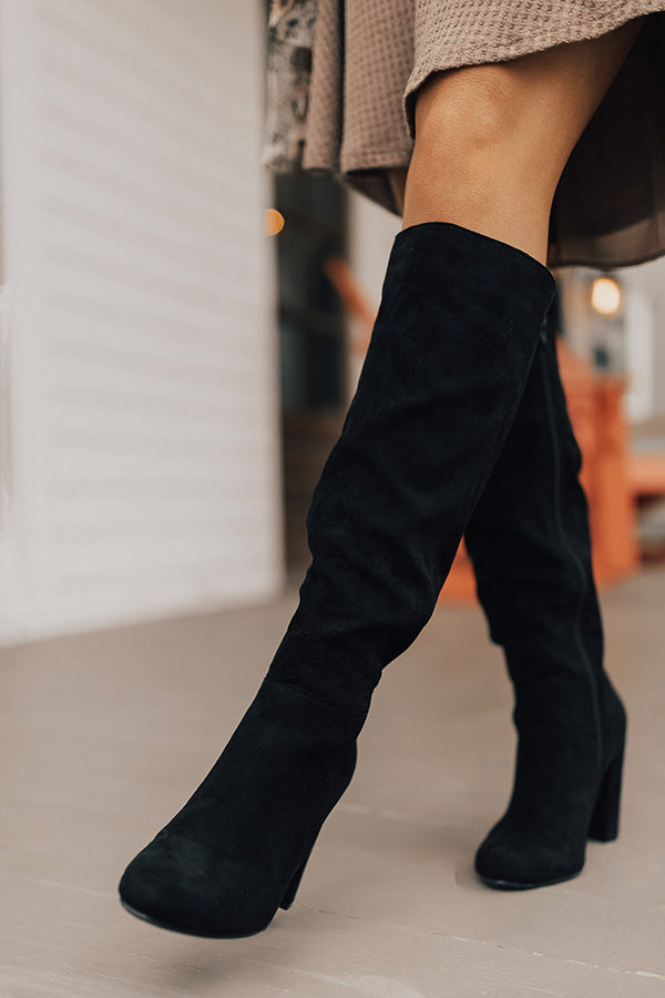 Impressions The Adelynn Faux Suede Knee High Boot In Black