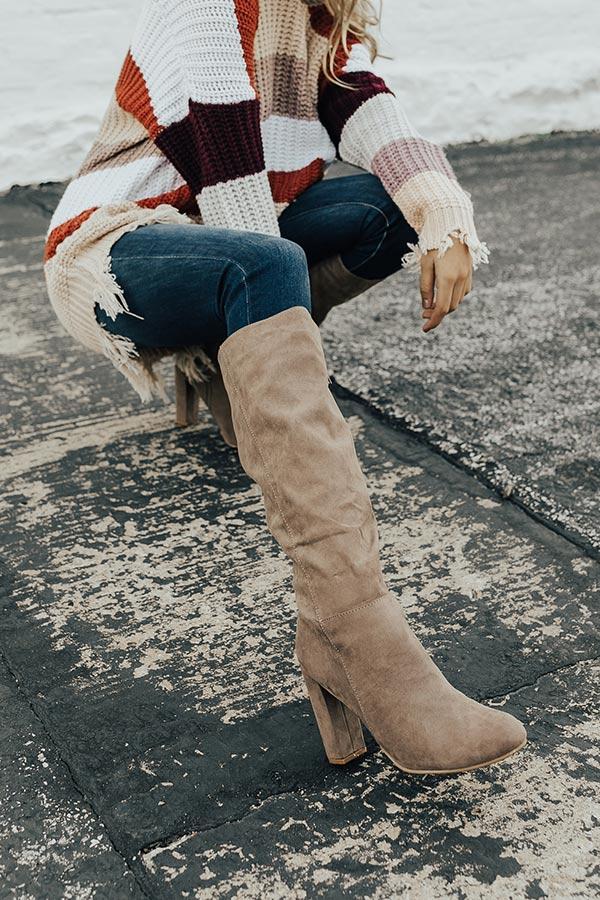 Impressions The Adelynn Faux Suede Knee High Boot In Taupe