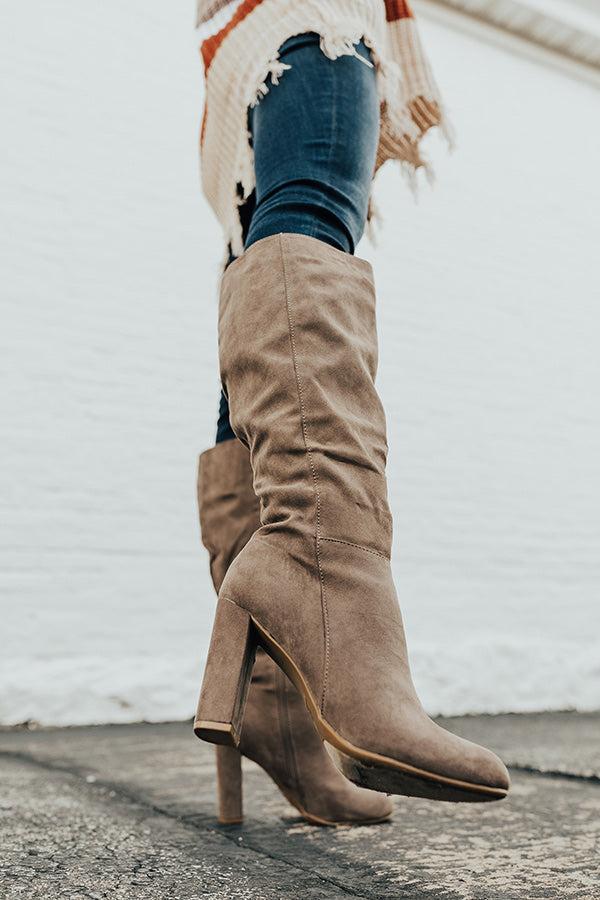 Impressions The Adelynn Faux Suede Knee High Boot In Taupe