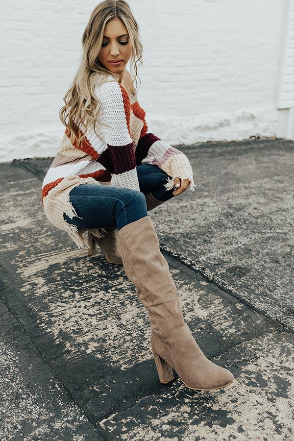 Impressions The Adelynn Faux Suede Knee High Boot In Taupe