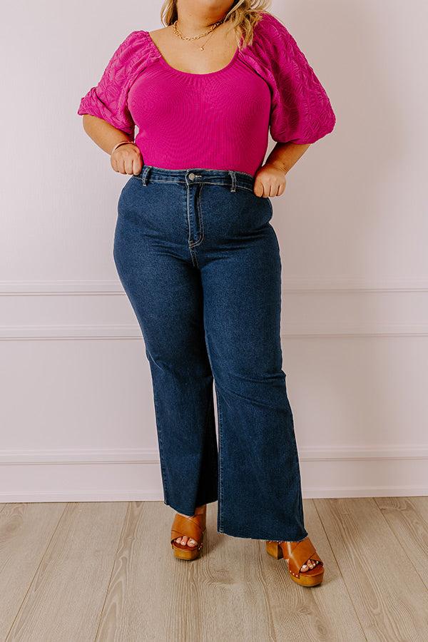 Impressions The Adriana High Waist Wide Leg Jean In Dark Wash Curves