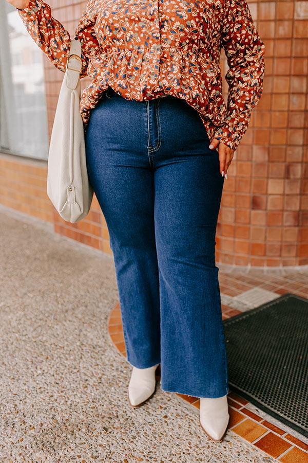 Impressions The Adriana High Waist Wide Leg Jean In Dark Wash Curves