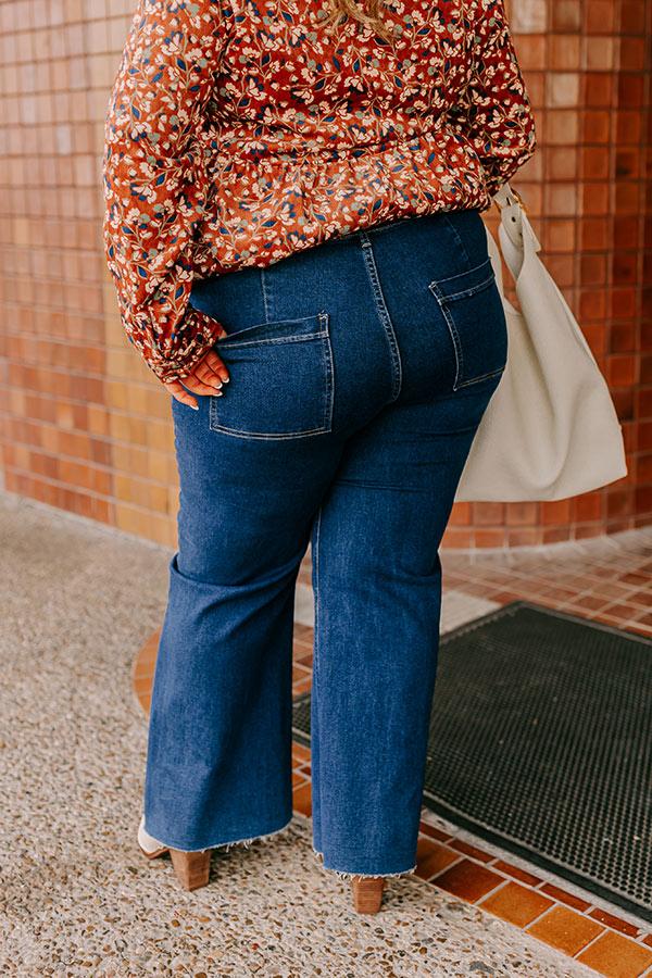 Impressions The Adriana High Waist Wide Leg Jean In Dark Wash Curves