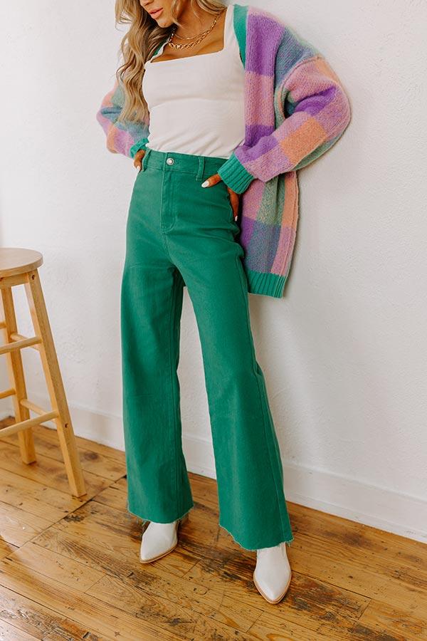 Impressions The Adriana High Waist Wide Leg Jean In Emerald