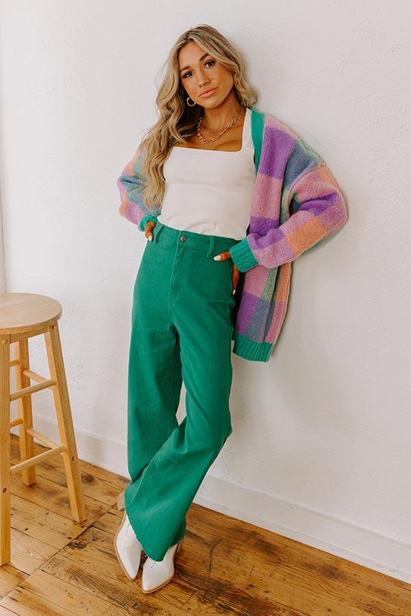 Impressions The Adriana High Waist Wide Leg Jean in Emerald