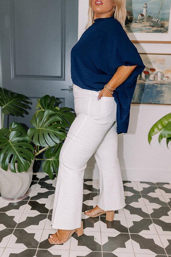 Impressions The Adriana High Waist Wide Leg Jean In Ivory Curves