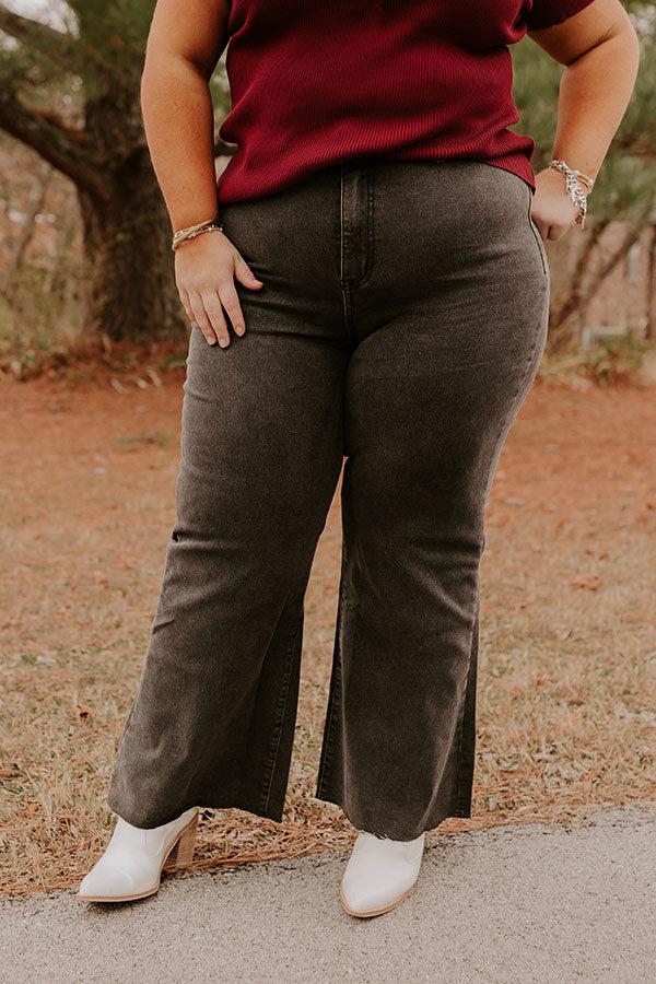 Impressions The Adriana High Waist Wide Leg Jean In Vintage Black Curves