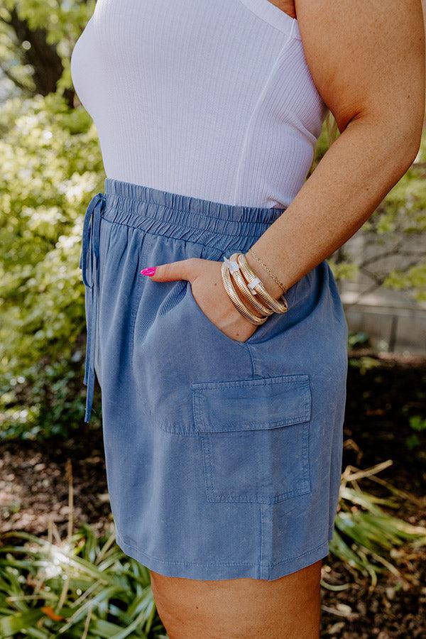 Impressions The Aleena High Waist Shorts In Airy Blue Curves