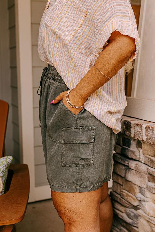 Impressions The Aleena High Waist Shorts In Olive Curves