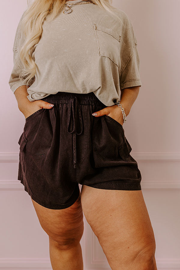 Impressions The Aleena High Waist Shorts In Vintage Black Curves