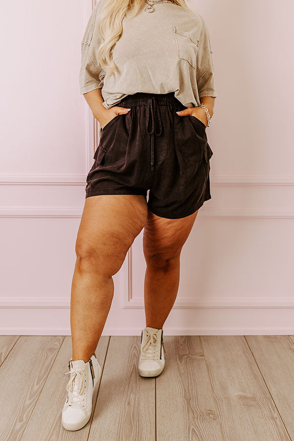 Impressions The Aleena High Waist Shorts In Vintage Black Curves