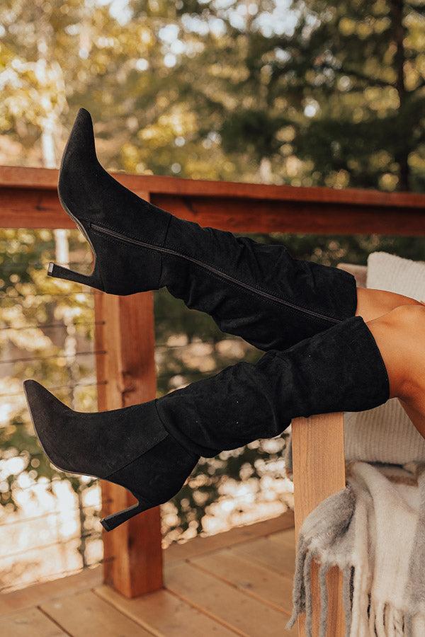 Impressions The Alice Faux Suede Knee High Boot In Black