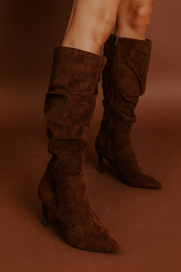 Impressions The Alice Faux Suede Knee High Boot In Chocolate