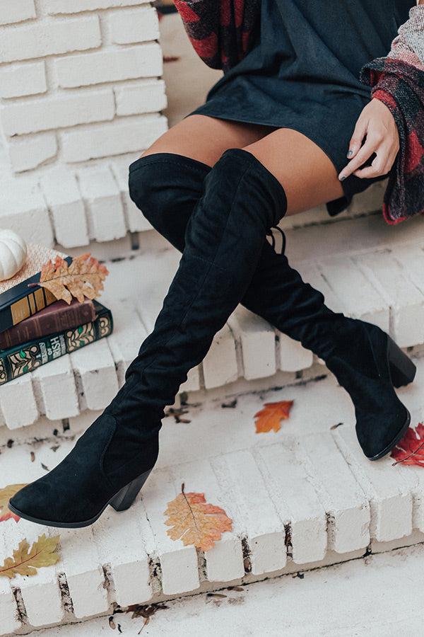 Impressions The Alice Faux Suede Thigh High Boot In Black