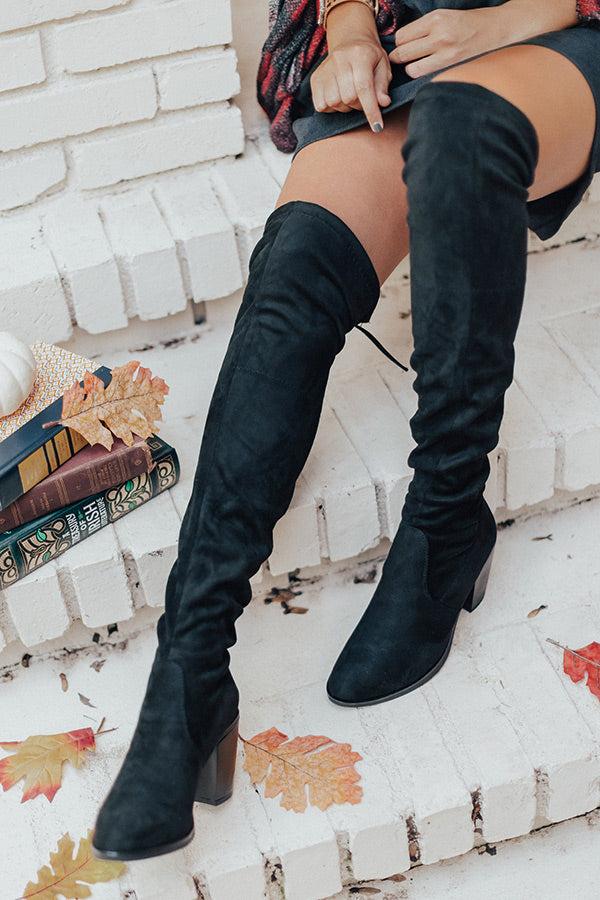 Impressions The Alice Faux Suede Thigh High Boot In Black