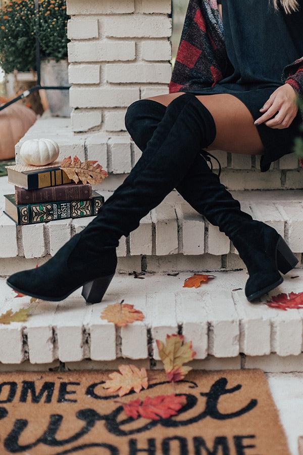 Impressions The Alice Faux Suede Thigh High Boot In Black