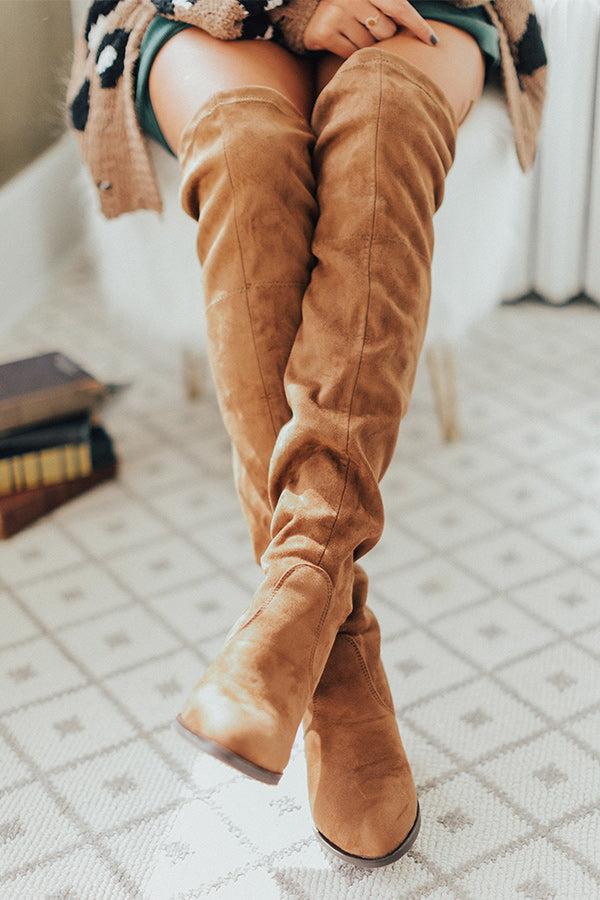 Impressions The Alice Faux Suede Thigh High Boot In Brown