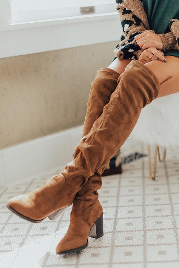 Impressions The Alice Faux Suede Thigh High Boot In Brown