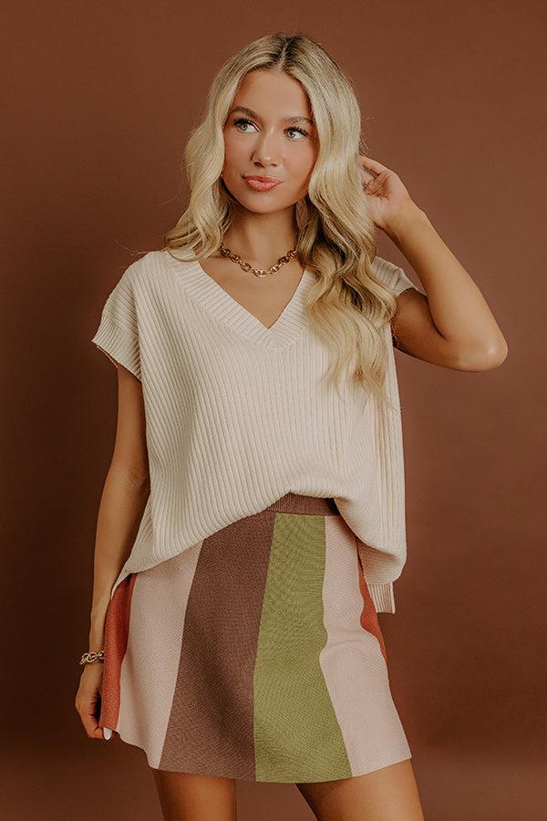 Impressions The Amber High Waist Color Block Mini Skirt