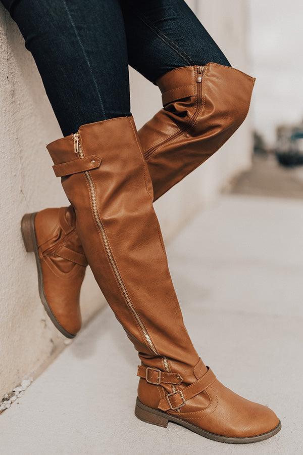 Impressions The Angie Faux Leather Knee High Boot In Brown