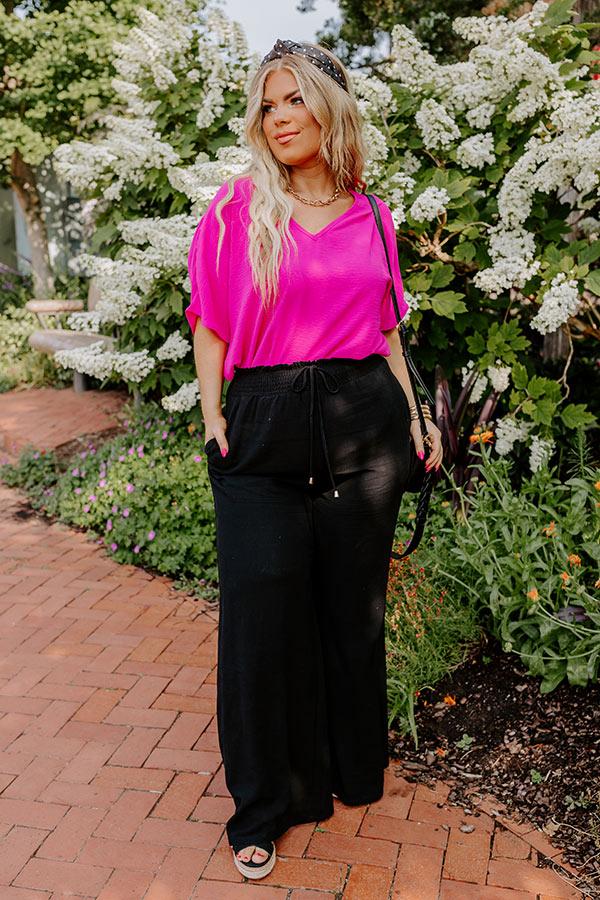 Impressions The Araceli High Waist Linen-Blend Pants In Black Curves