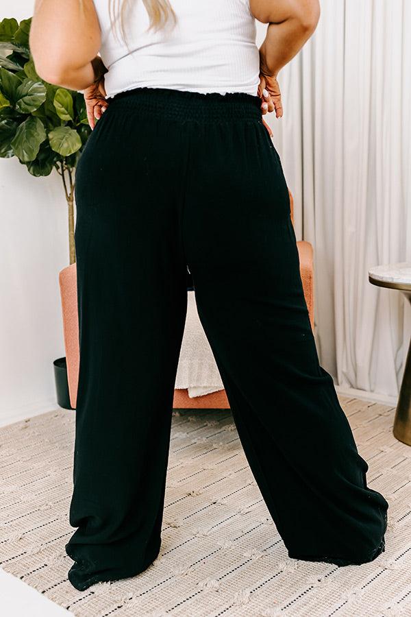 Impressions The Araceli High Waist Linen-Blend Pants In Black Curves