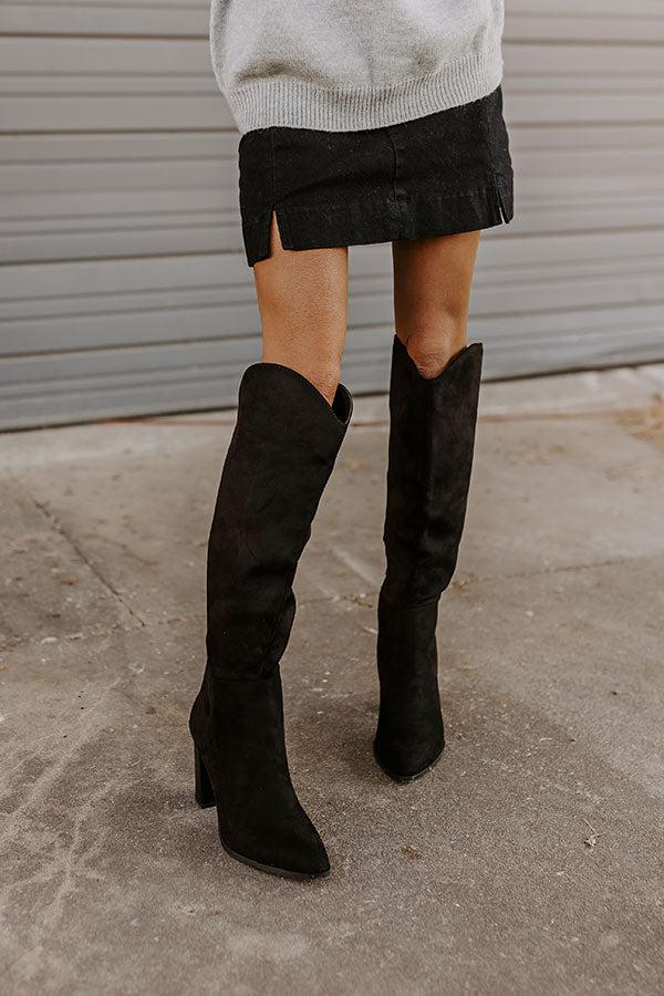 Impressions The Aria Faux Suede Knee High Boot in Black