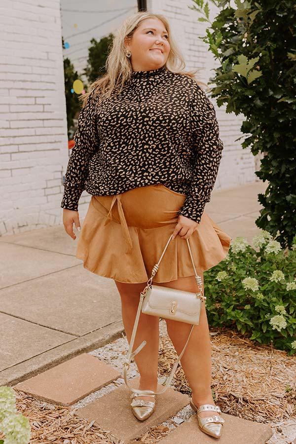 Impressions The Arlet High Waist Faux Suede Skort Curves