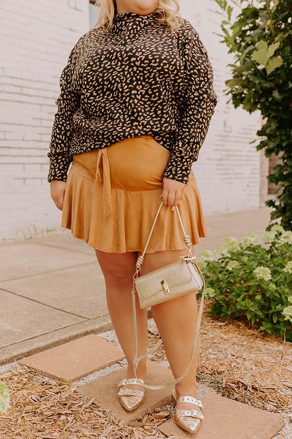 Impressions The Arlet High Waist Faux Suede Skort Curves