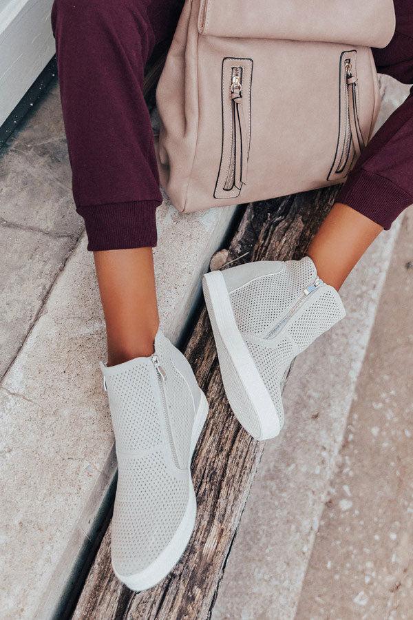 Impressions The Asher Perforated Bootie In Light Grey