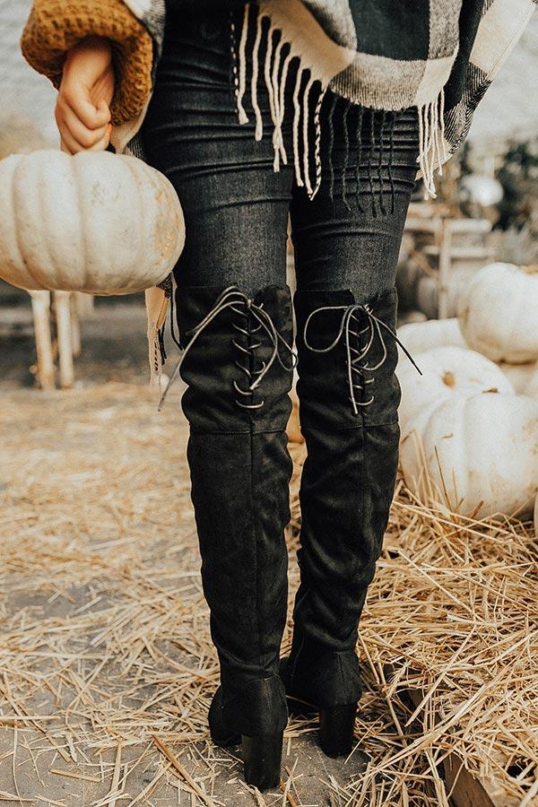 Impressions The Aspen Thigh High Lace Up Boot In Black