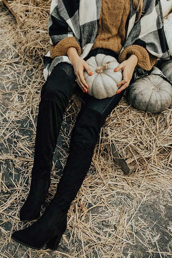 Impressions The Aspen Thigh High Lace Up Boot in Black