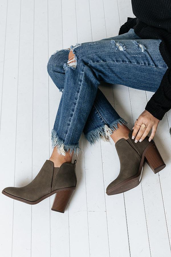 Impressions The Astra Faux Leather Bootie In Dark Martini Olive