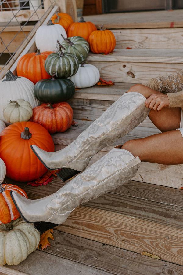 Impressions The Astrid Metallic Knee High Cowboy Boot in Gold