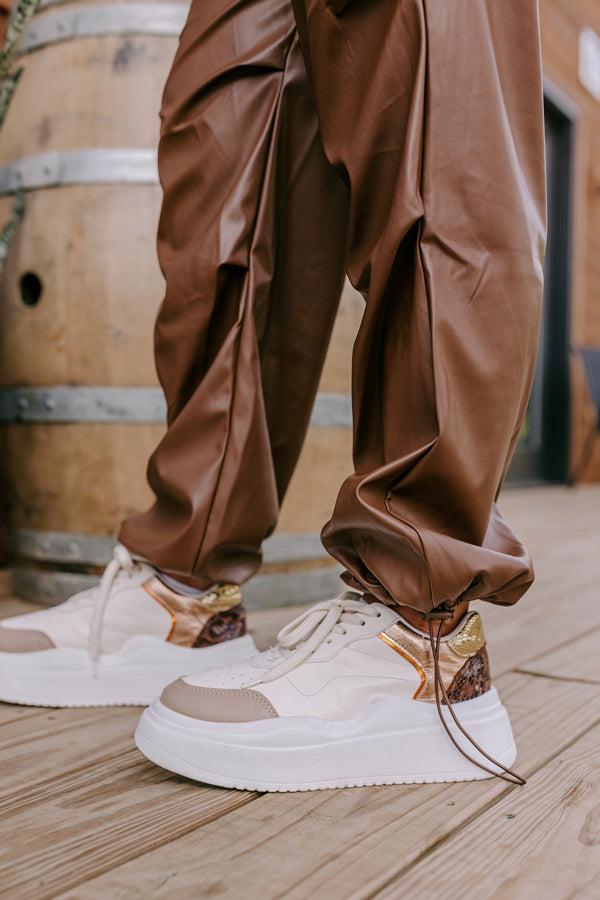 Impressions The Aubrey High Waist Faux Leather Pants In Chocolate