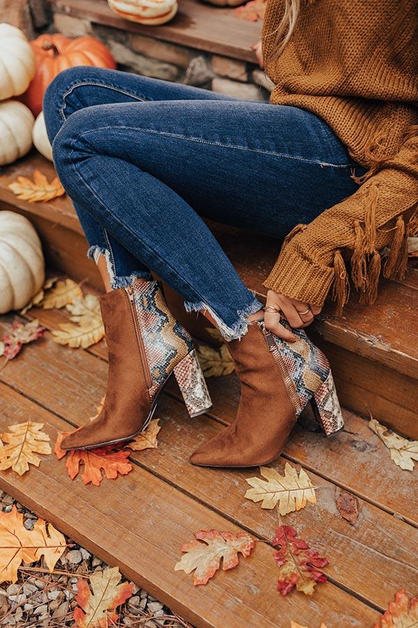 Impressions The Bailee Faux Suede Bootie In Chocolate