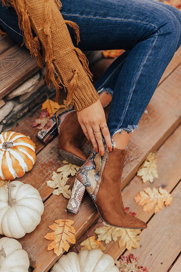 Impressions The Bailee Faux Suede Bootie In Chocolate