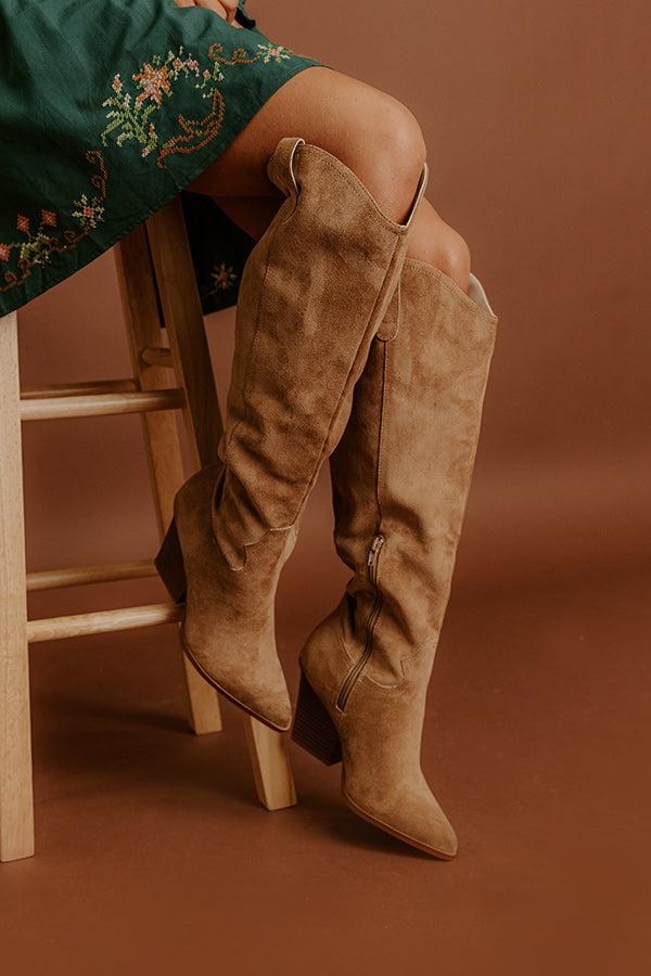 Impressions The Barcelona Faux Suede Knee High Boot In Camel
