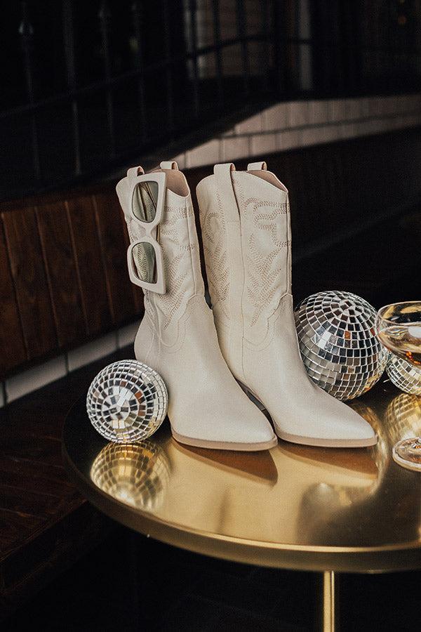 Impressions The Barrett Faux Leather Cowboy Boot In White