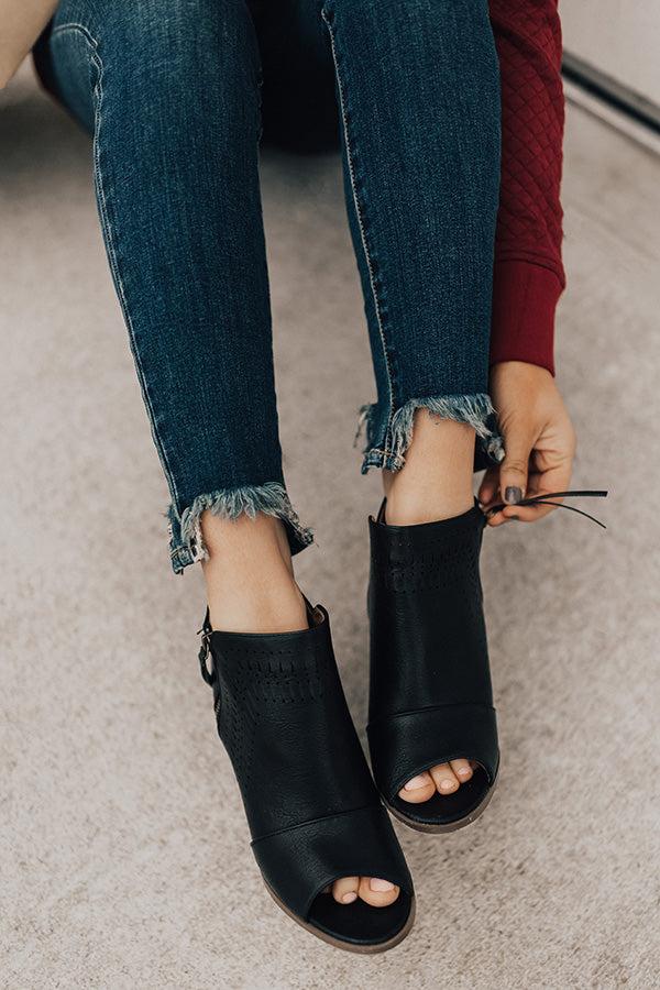 Impressions The Baylor Faux Leather Peep Toe Bootie In Black