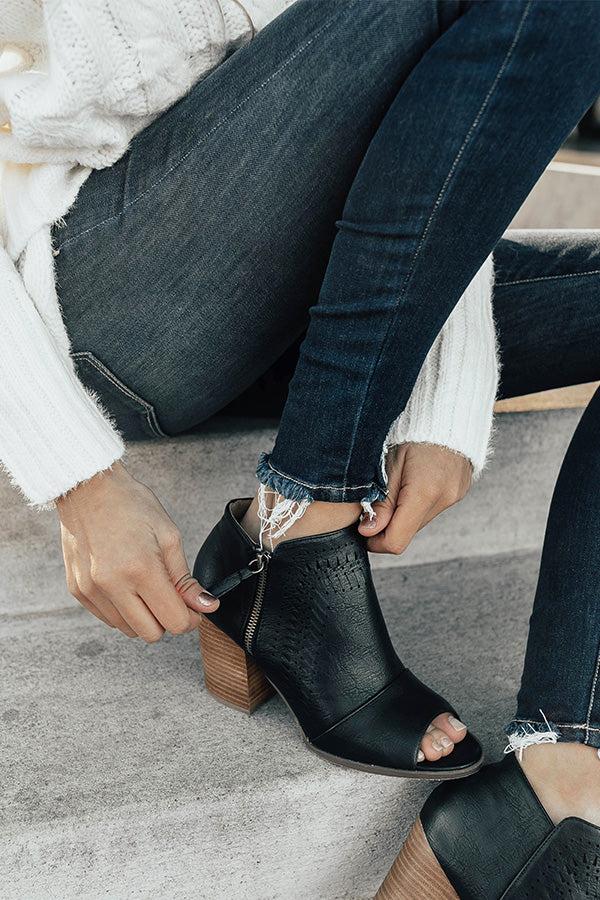 Impressions The Baylor Faux Leather Peep Toe Bootie In Black