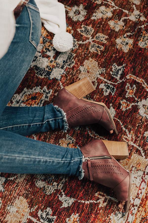 Impressions The Baylor Faux Leather Peep Toe Bootie in Windsor Wine