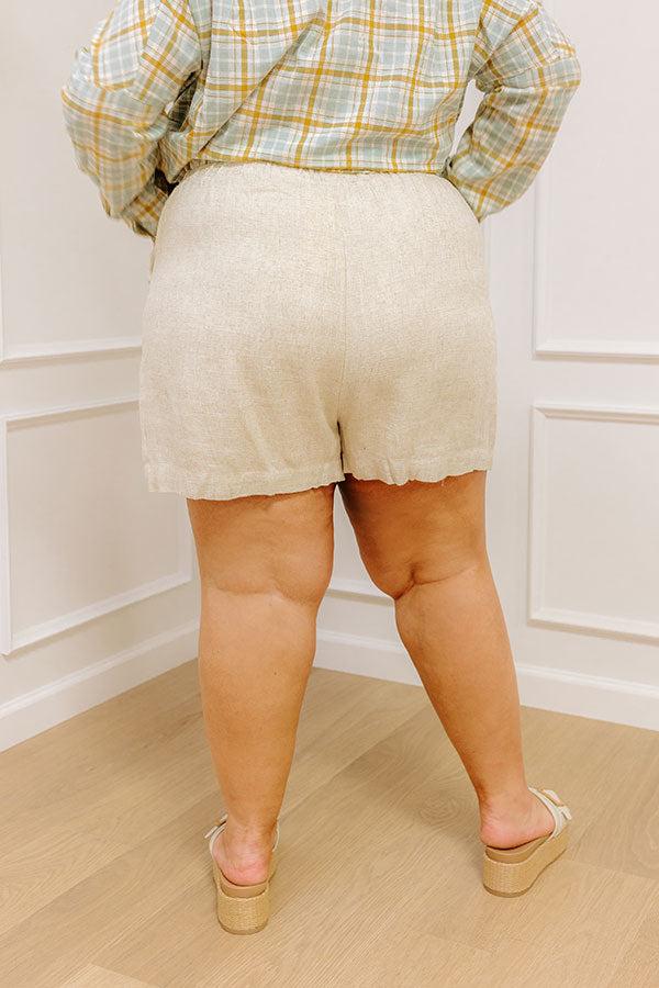 Impressions The Beatriz High Waist Linen-Blend Shorts Curves