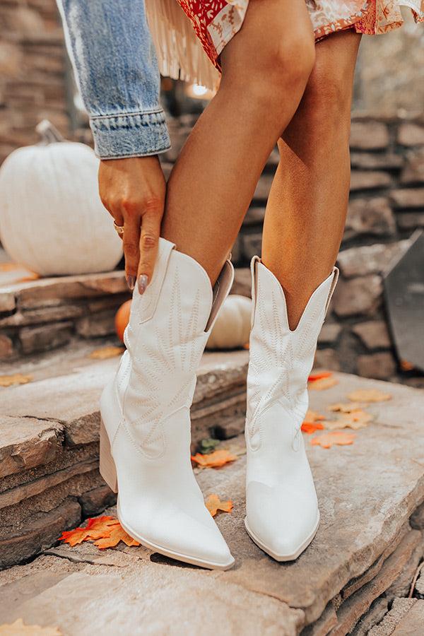 Impressions The Beau Faux Leather Cowboy Boot In Ivory
